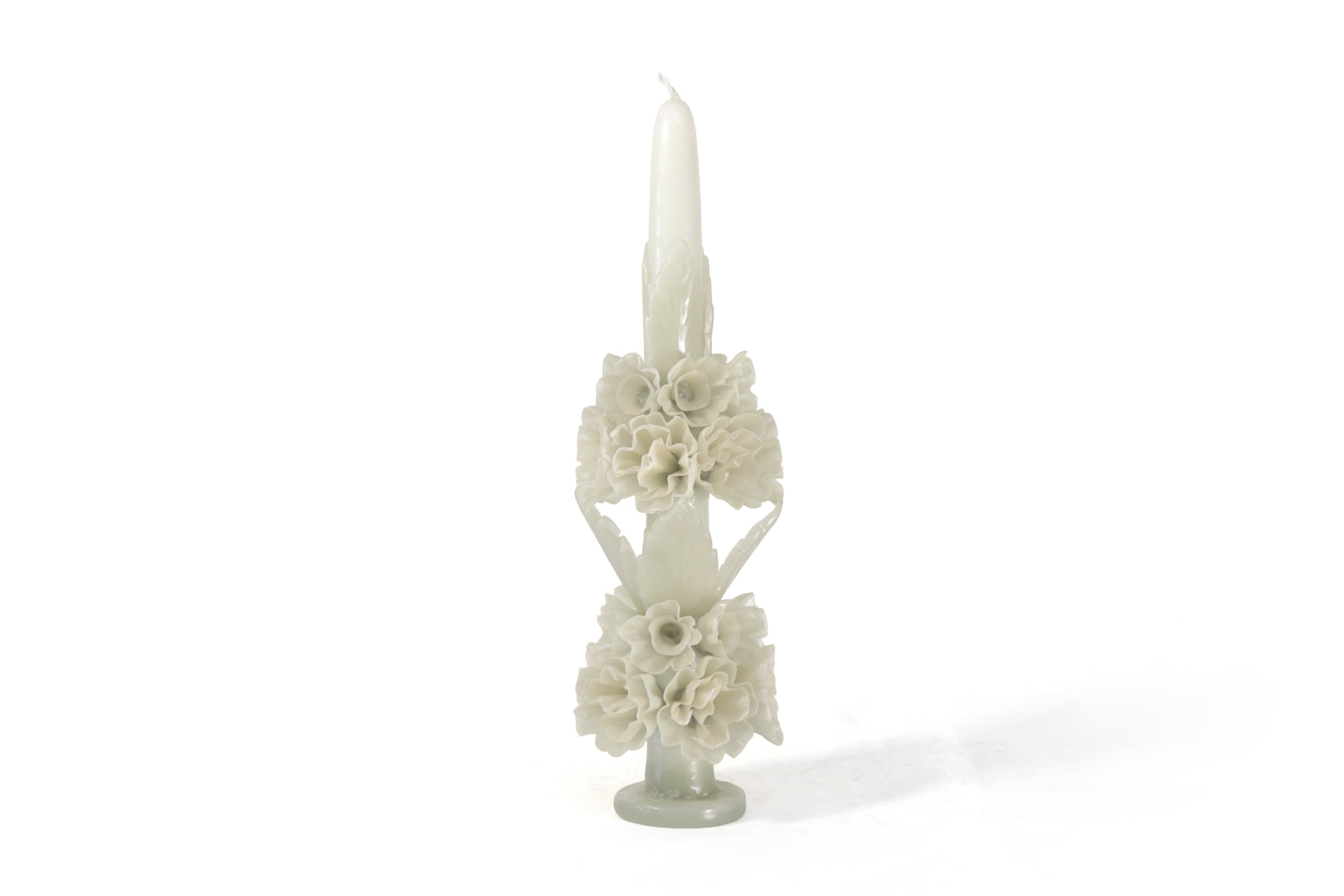 Sculpted Candle - Decorative Flowers White - 11 in. Viviana