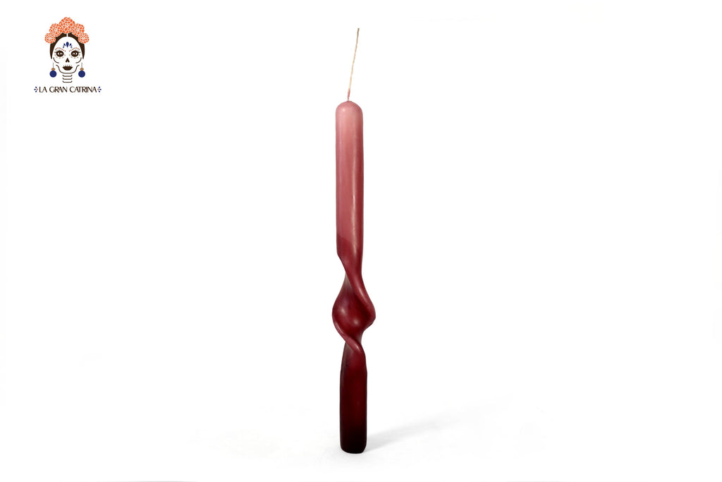 Twisted Candles Yellow and Burgundy - 11.8 in. Viviana