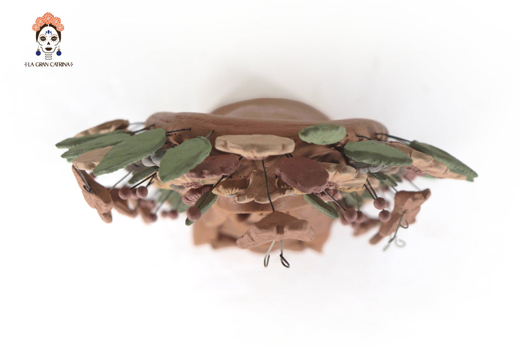Virgin of Guadalupe - Natural Clay with Butterflies and flowers - 10.8 in. Cecilio