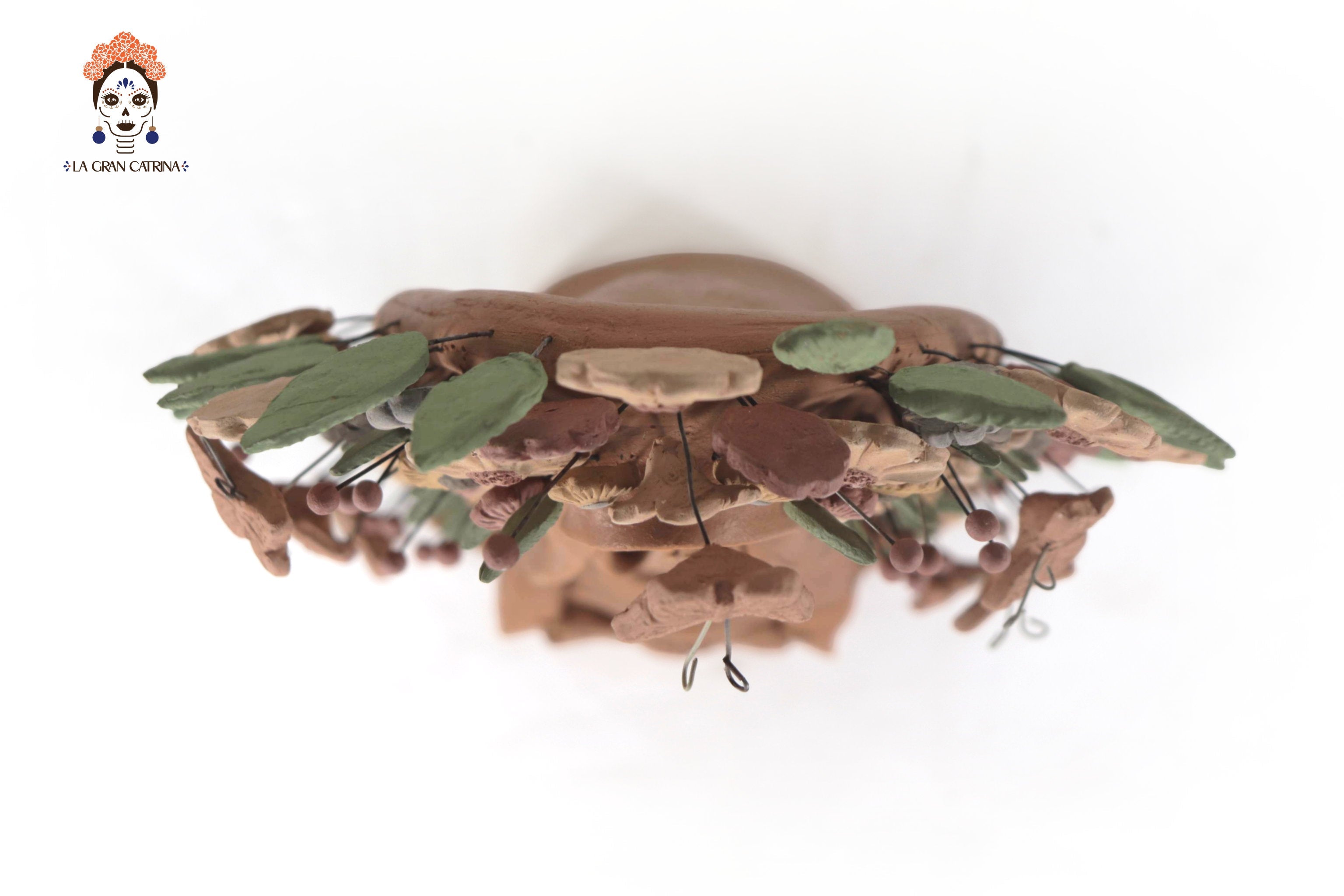 Virgin of Guadalupe - Natural Clay with Butterflies and flowers - 10.8 in. Cecilio