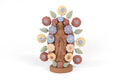 Virgin of Guadalupe - Natural Clay with Butterflies and flowers - 4.2 in. Cecilio