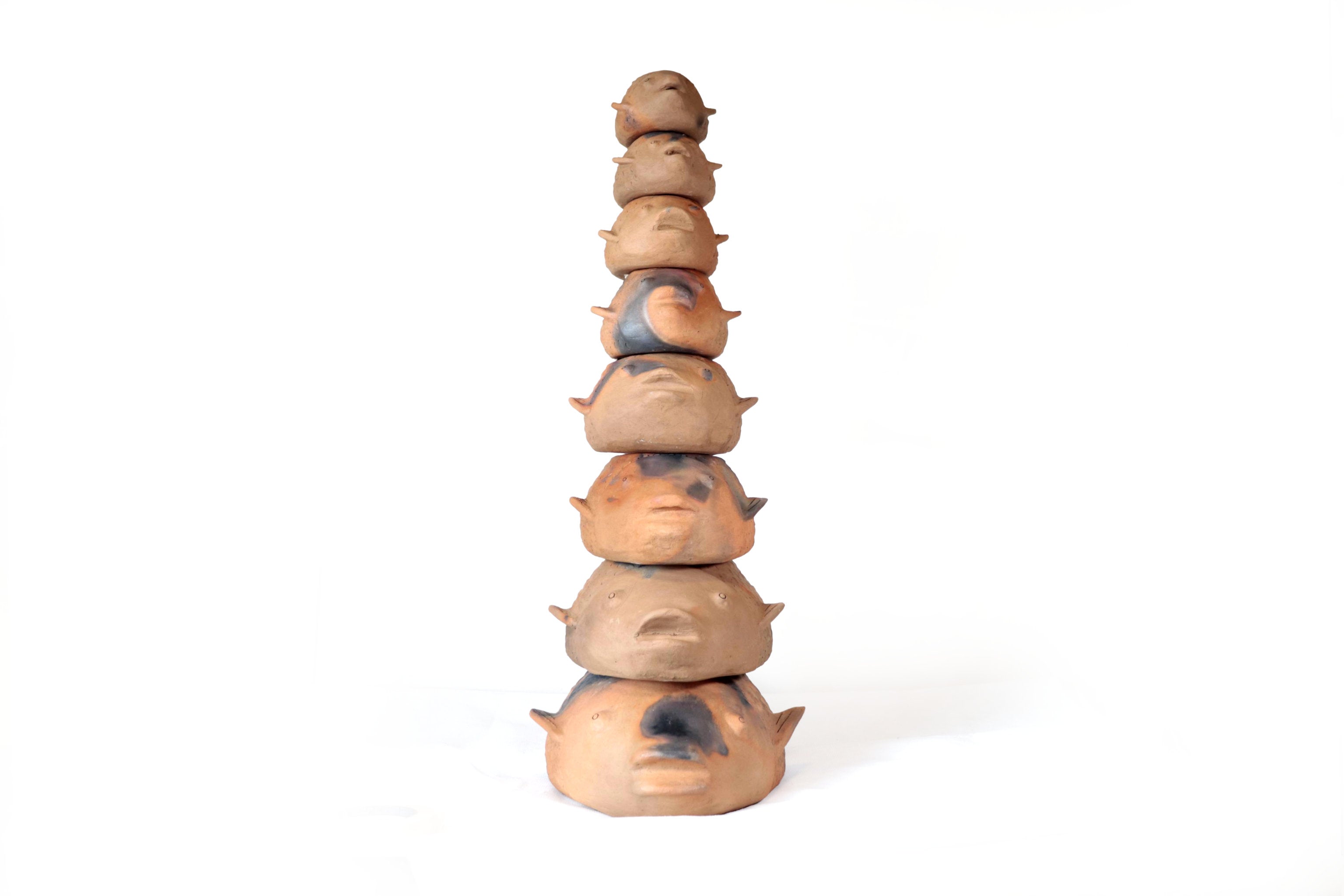 Tower of Fish of Natural Clay - 30.7 in. Zipiajo