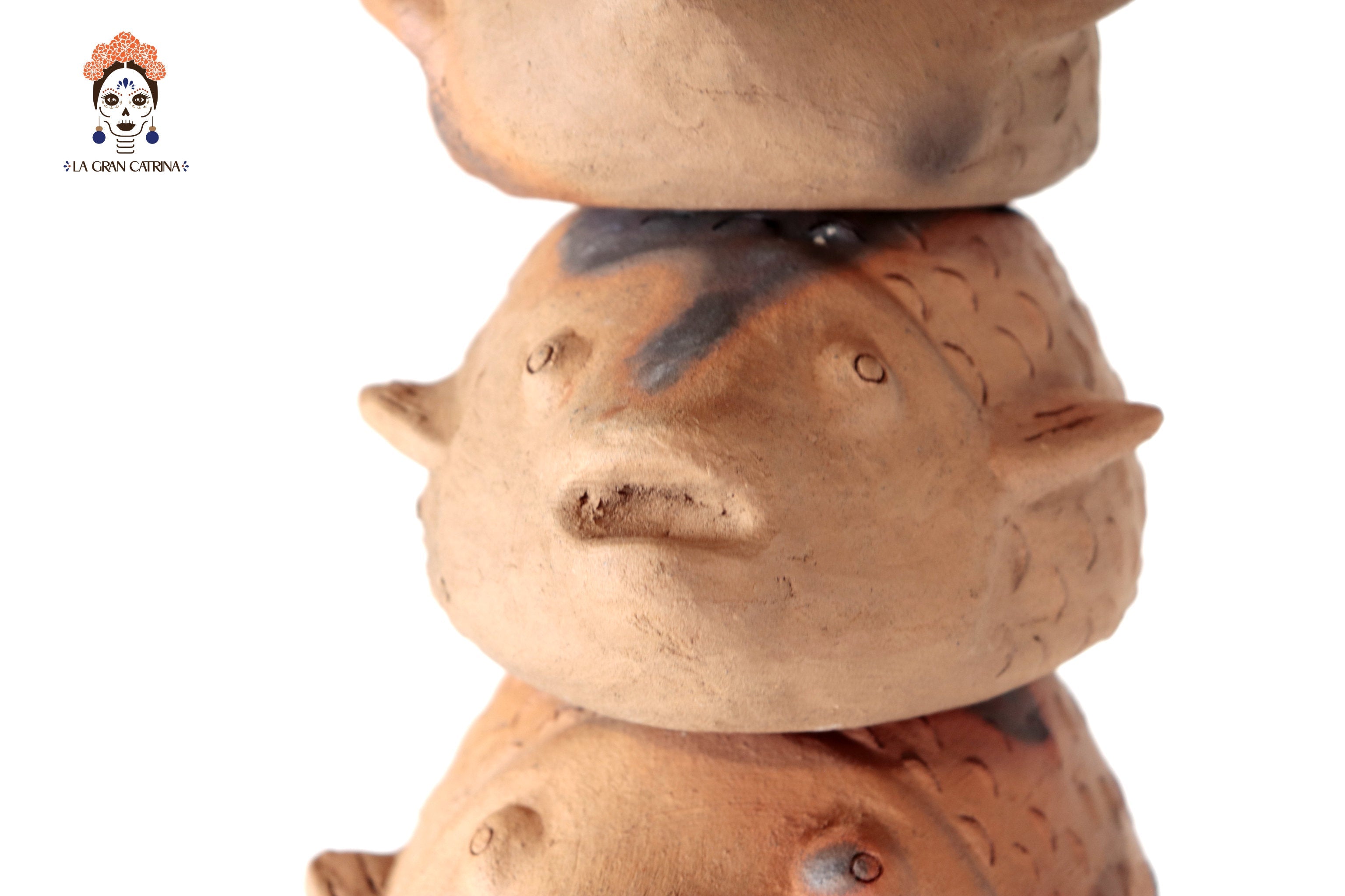 Tower of Fish of Natural Clay - 30.7 in. Zipiajo
