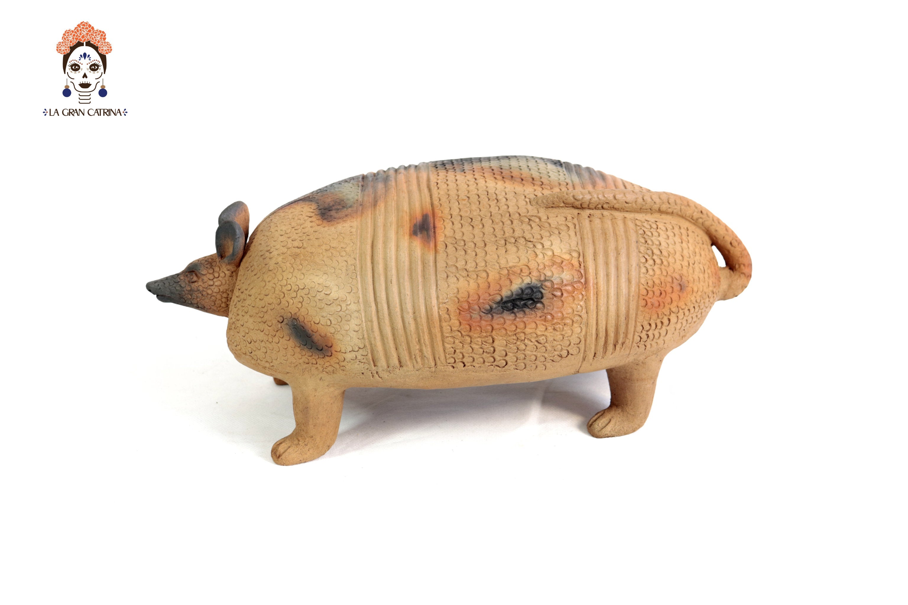 Armadillo with Young of Natural Clay - 11 in. Zipiajo