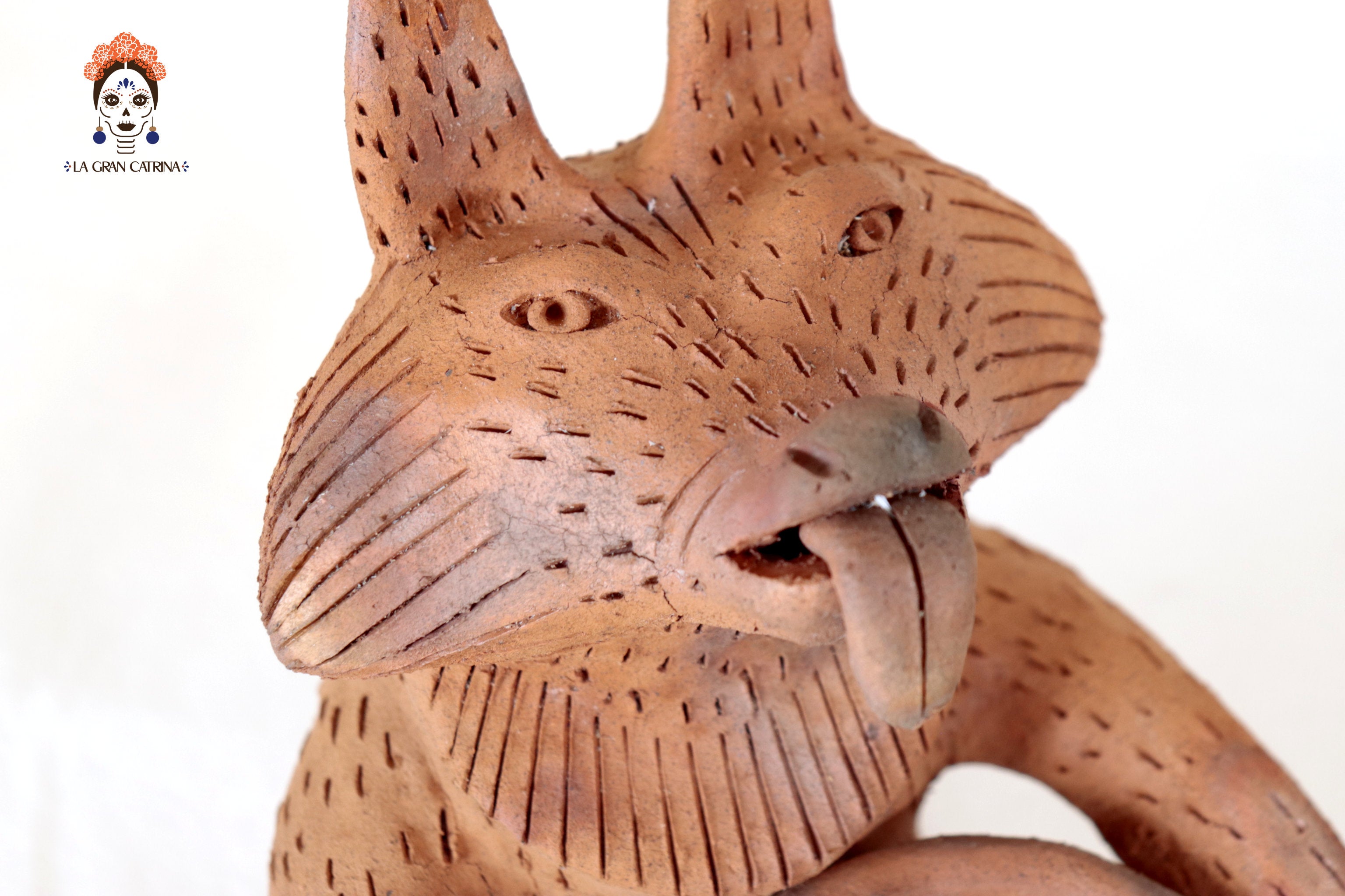 Seed-Holding Fox with Bowl of Natural Clay - 9.6 in. Zipiajo