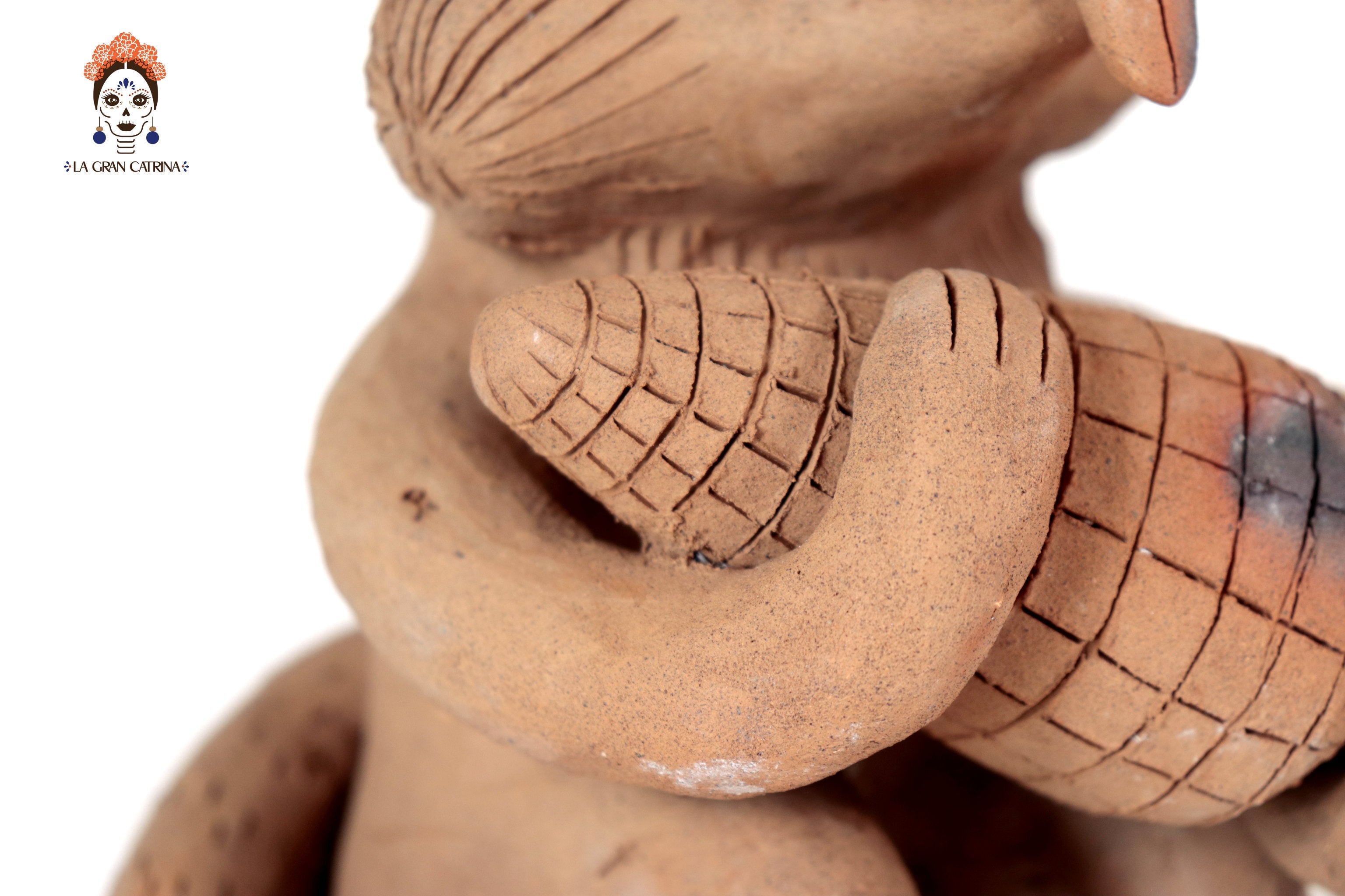 Seed-Holding Fox with Corncob of Natural Clay - 9 in. Zipiajo