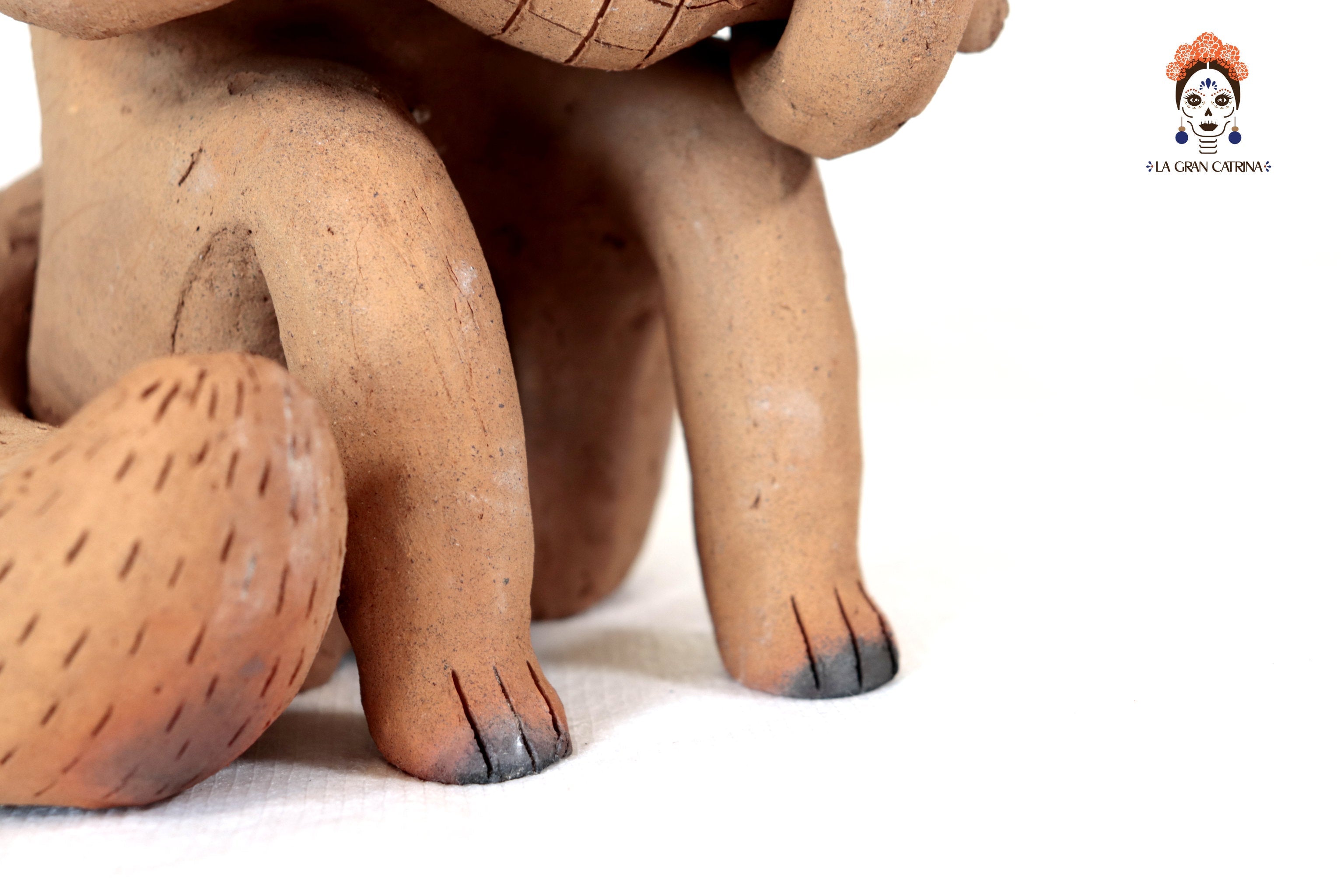 Seed-Holding Fox with Corncob of Natural Clay - 9 in. Zipiajo