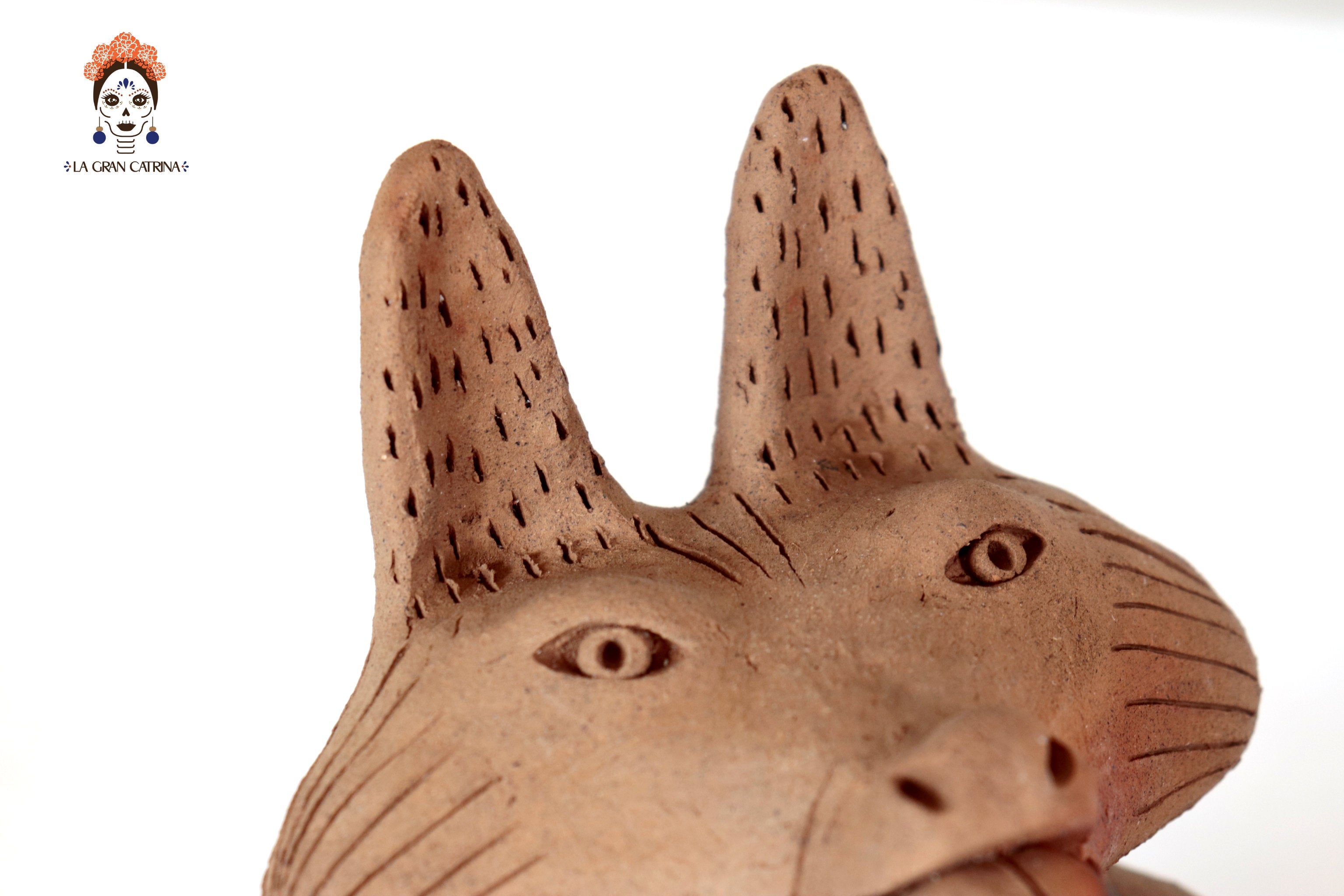 Seed-Holding Fox with Corncob of Natural Clay - 9 in. Zipiajo