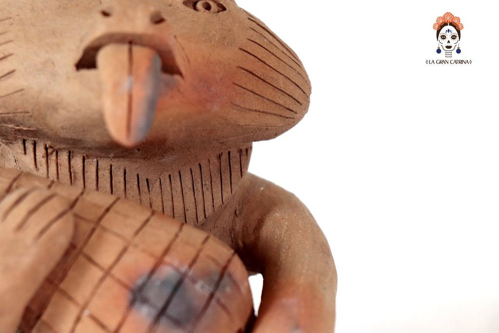 Seed-Holding Fox with Corncob of Natural Clay - 9 in. Zipiajo