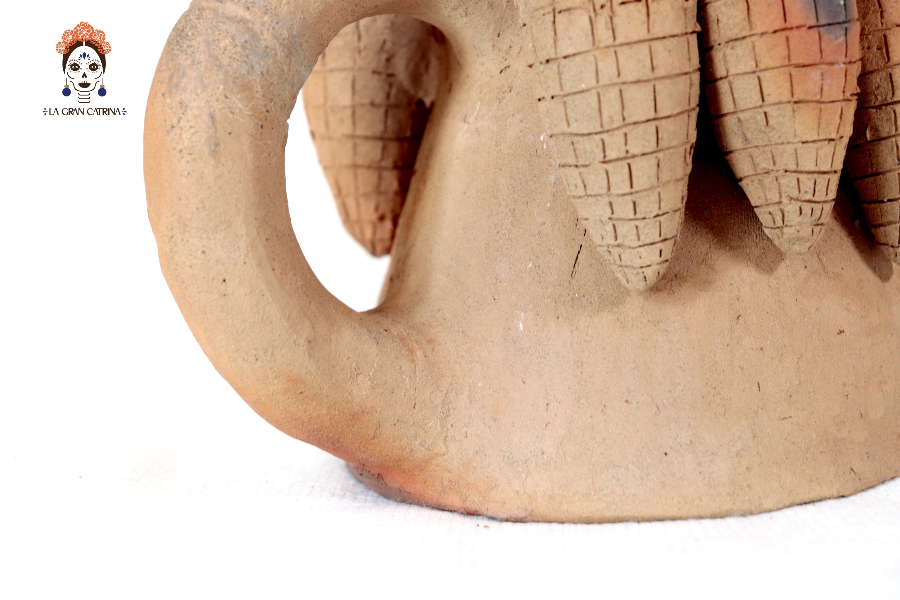 Seed-Holding Fox Copal Burner of Natural Clay - 9.4 in. Zipiajo