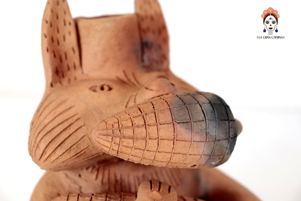 Seed-Holding Fox Candleholder of Natural Clay - 9.8 in. Zipiajo