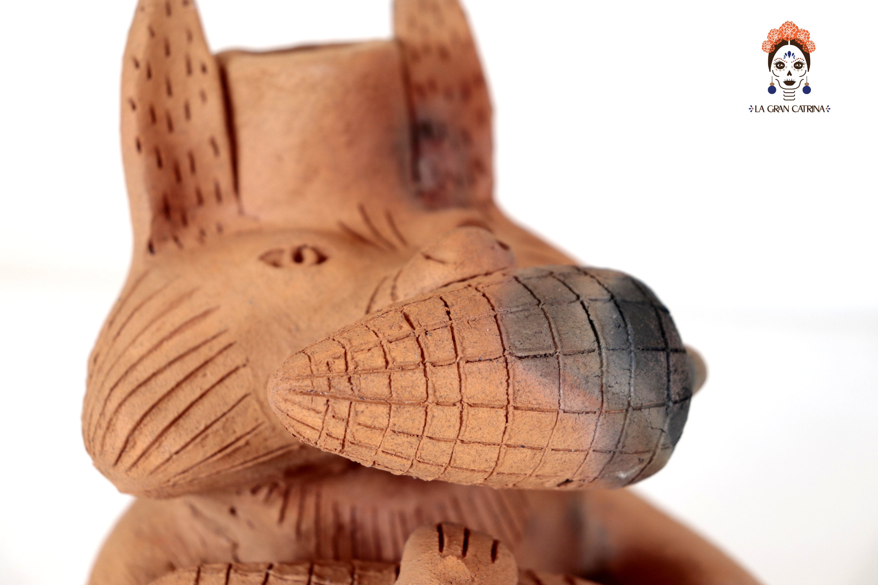 Seed-Holding Fox Candleholder of Natural Clay - 9.8 in. Zipiajo
