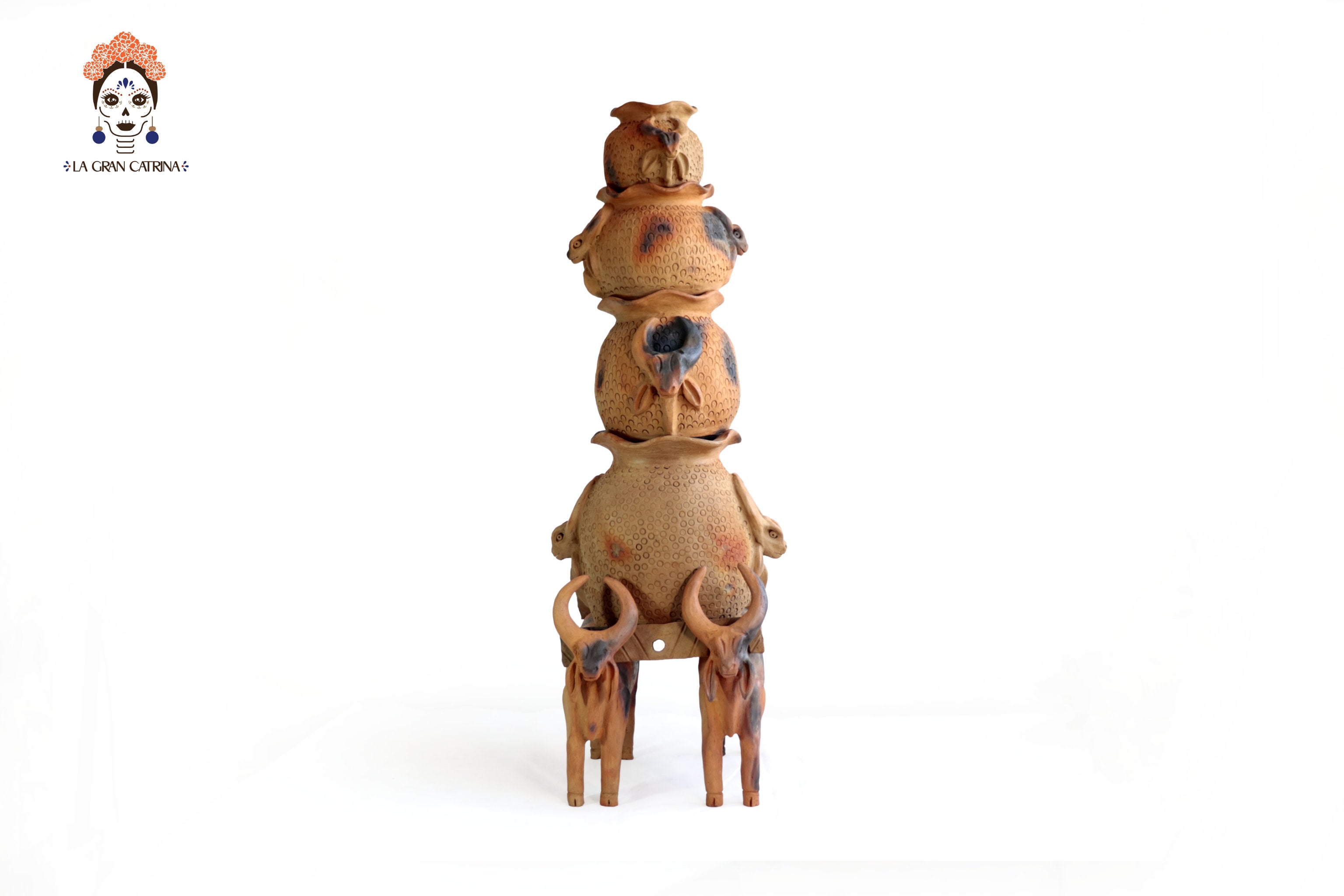 Tower of Bulls of Natural Clay - 37 in. Zipiajo