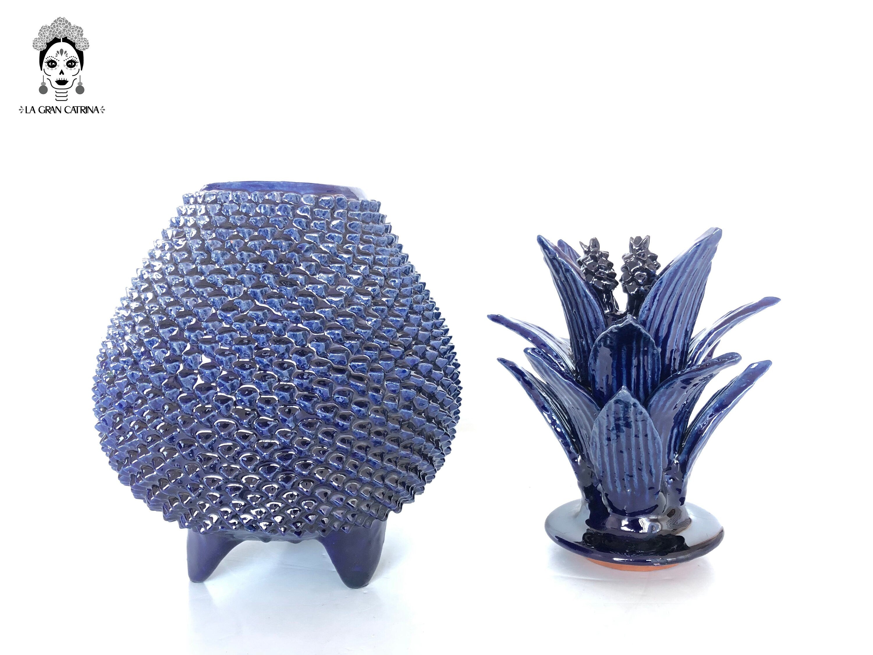 Michoacán Clay Pineapple - Ladrillo blue - 20 in. - in. Production Juan Gtz
