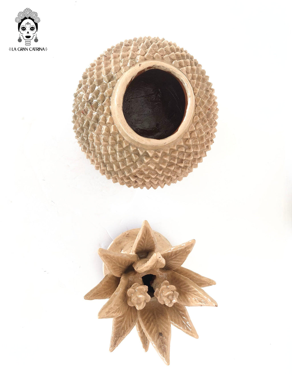 Michoacán Clay Pineapple - Beige with Spikes - 13 in. Juan Gtz