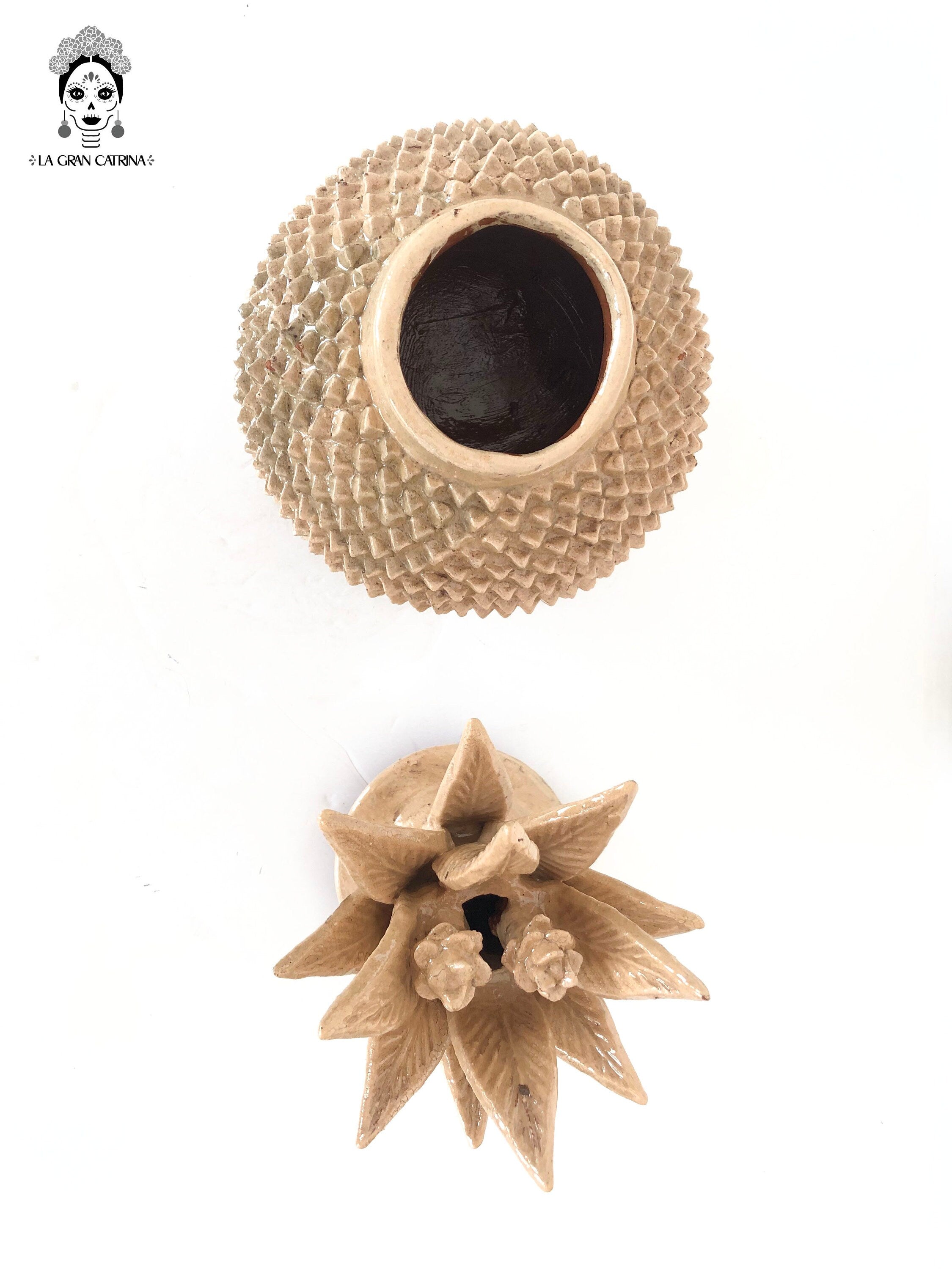 Michoacán Clay Pineapple - Beige with Spikes - 13 in. Juan Gtz