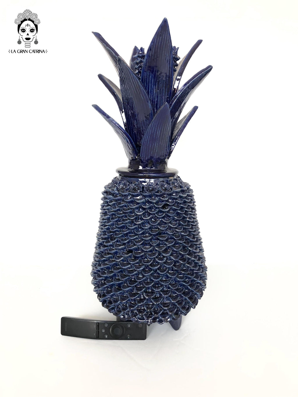 Michoacán Clay Pineapple - Papaya Blue - 22 in. Juan Gtz