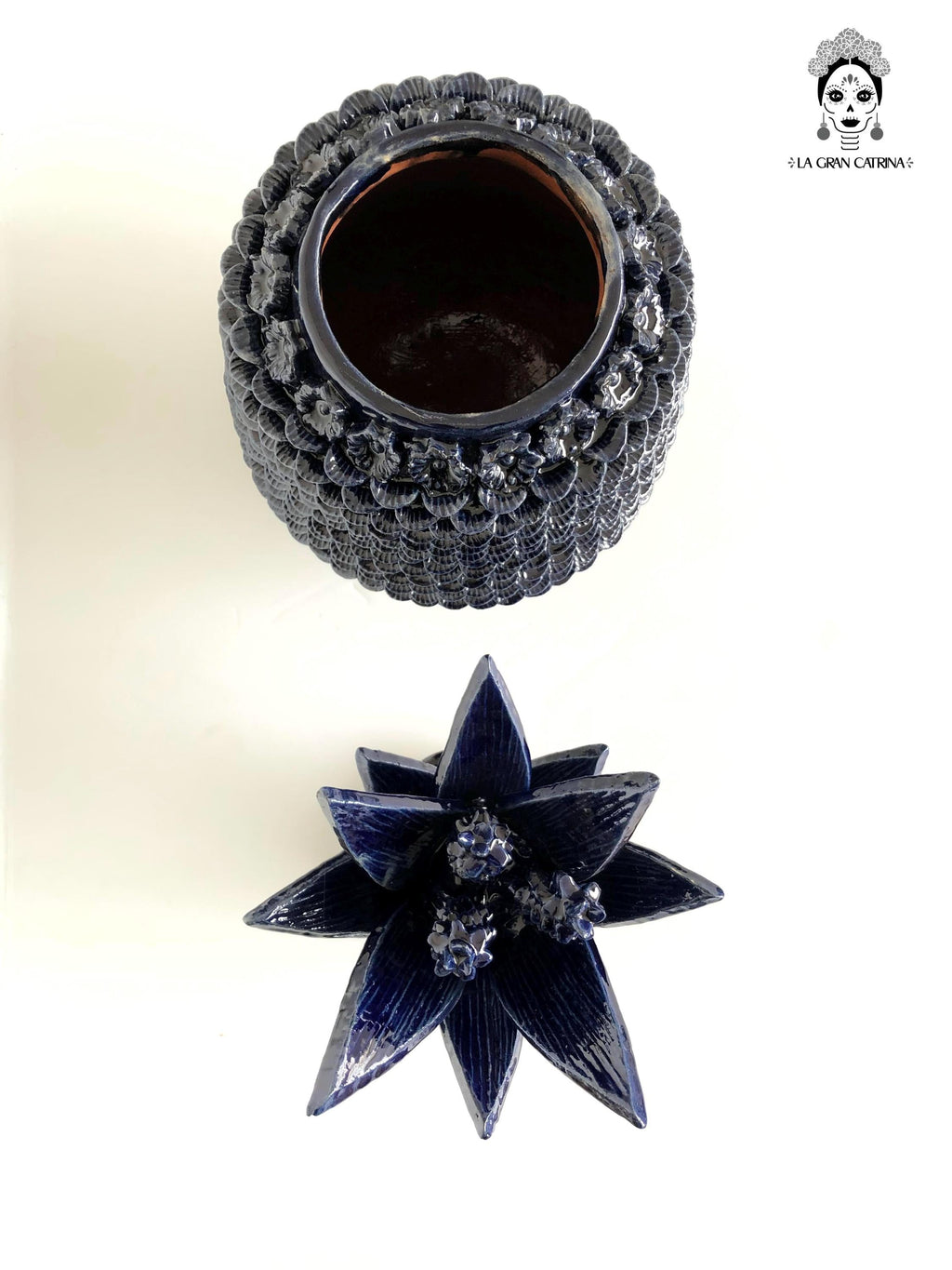 Michoacán Clay Pineapple - Papaya Blue - 22 in. Juan Gtz