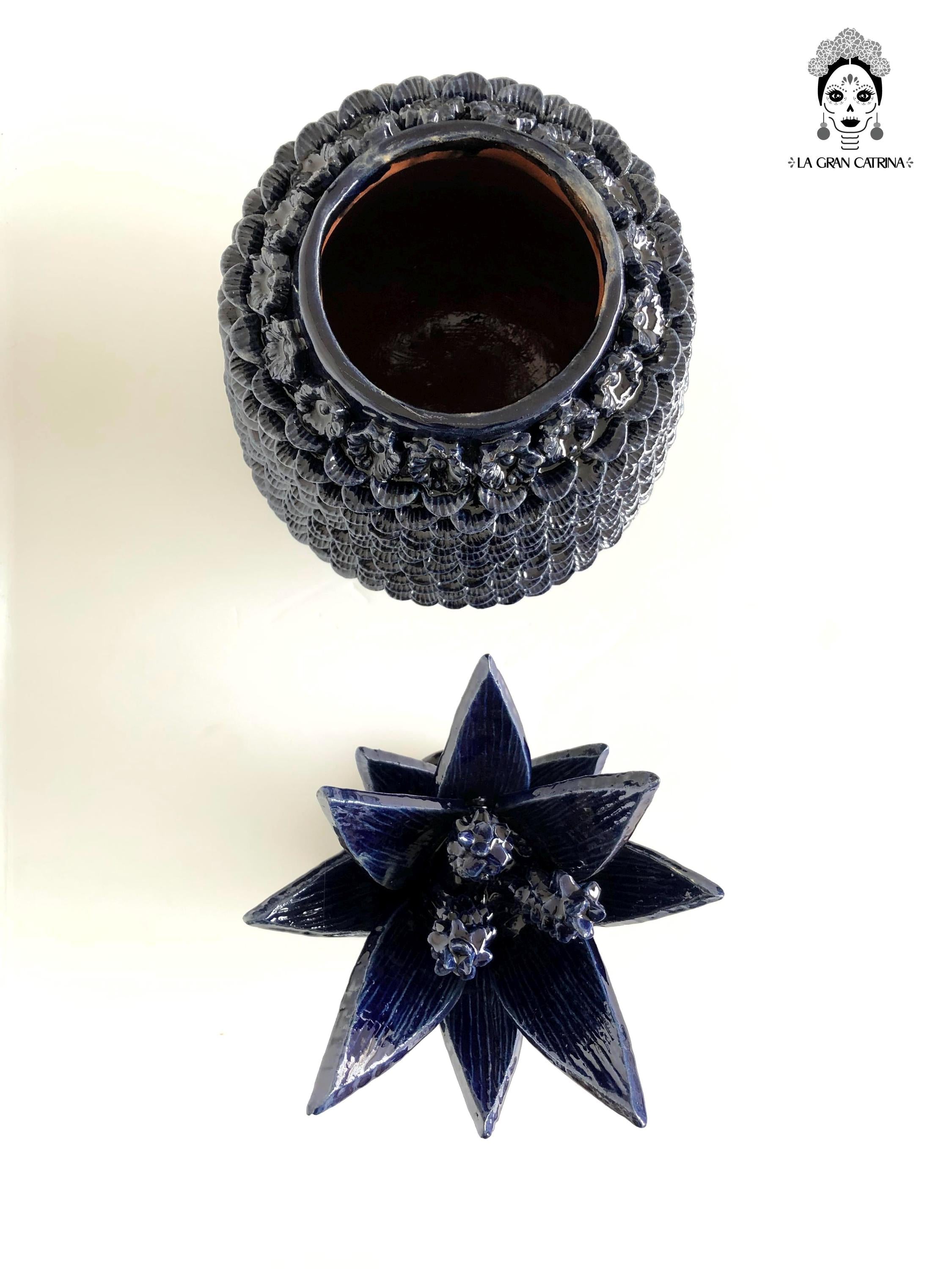 Michoacán Clay Pineapple - Papaya Blue - 22 in. Juan Gtz