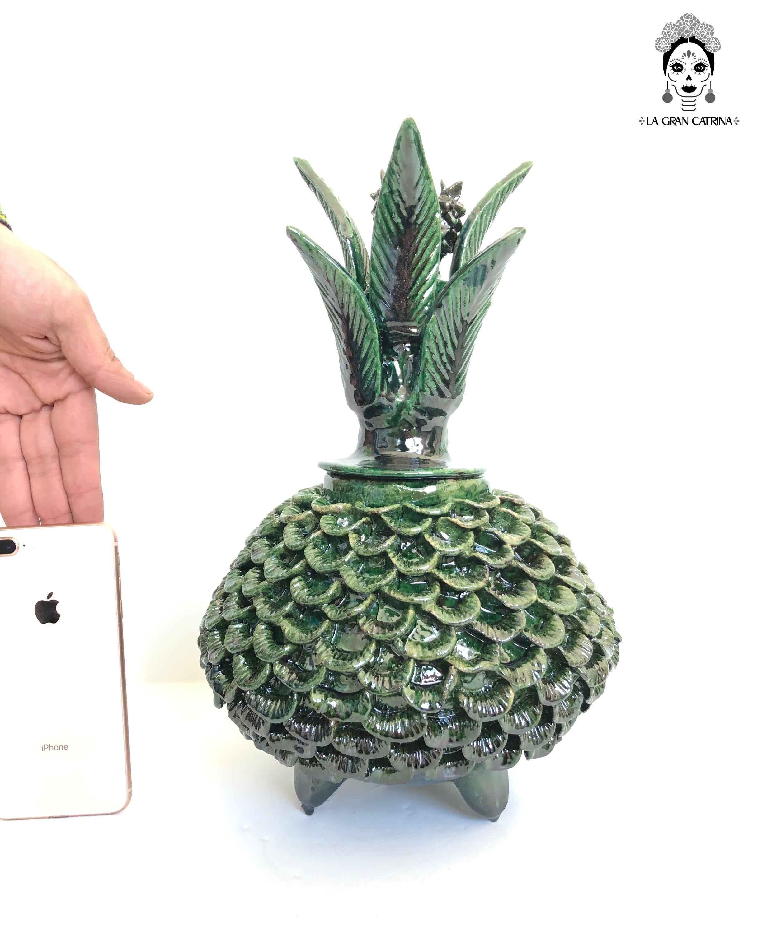 Michoacán Clay Pineapple - Petals Green - 13 in. Juan Gtz