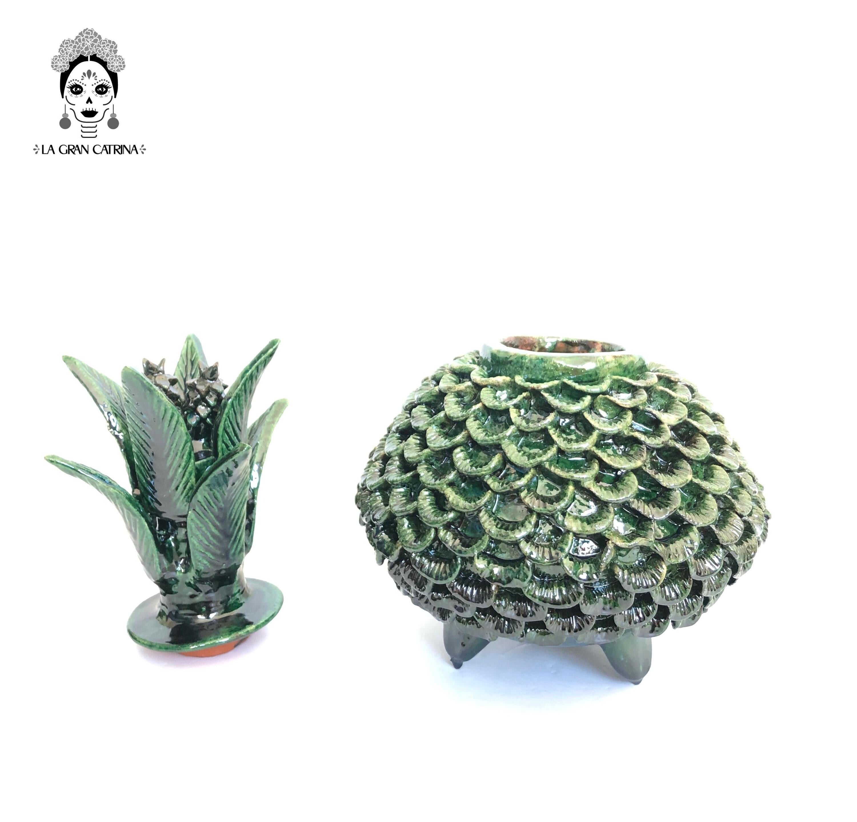 Michoacán Clay Pineapple - Petals Green - 13 in. Juan Gtz