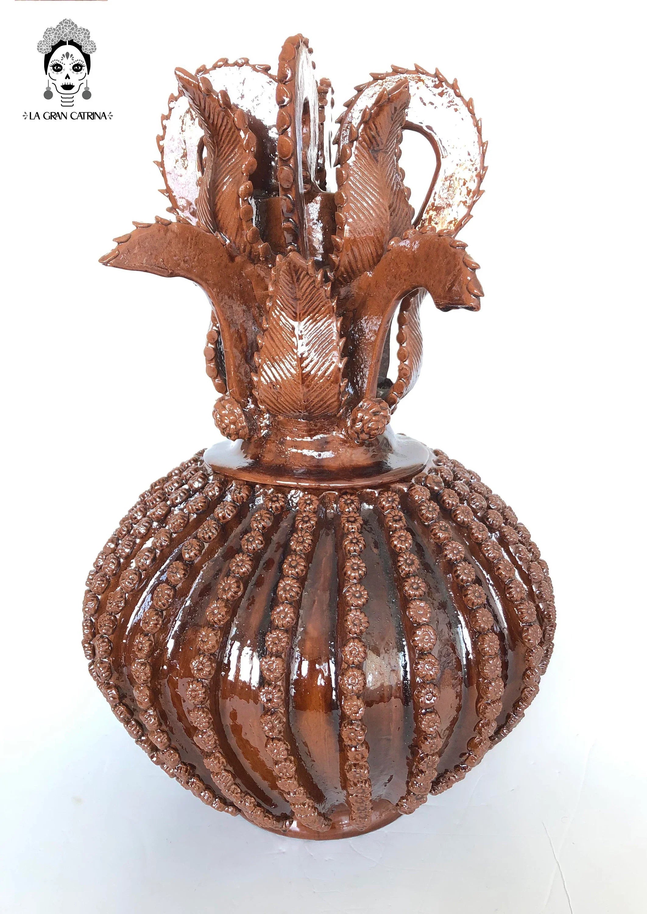 Michoacán Clay Pineapple - Fine Piece with Cross Lid - 23 in. Juan Gtz