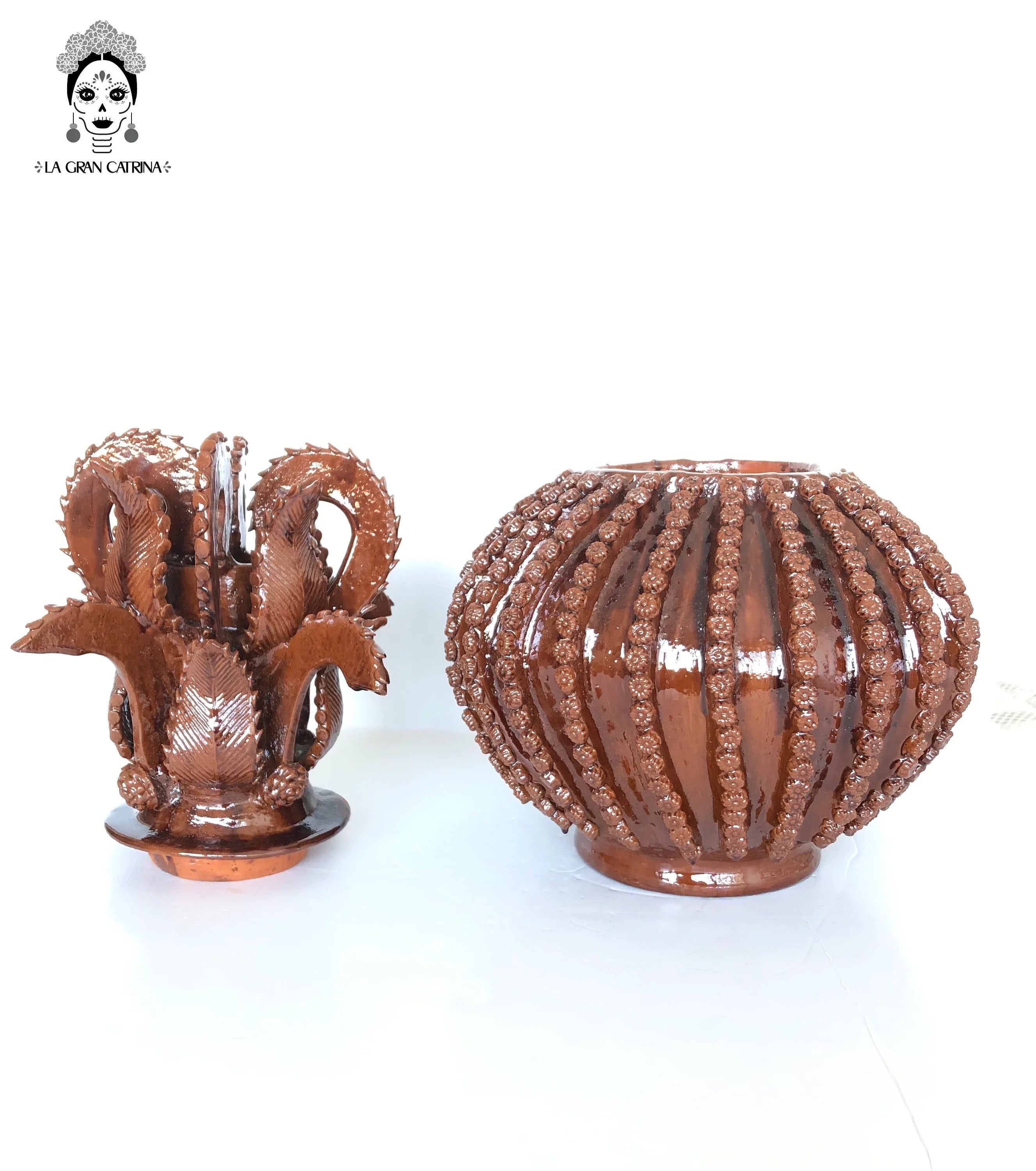 Michoacán Clay Pineapple - Fine Piece with Cross Lid - 23 in. Juan Gtz