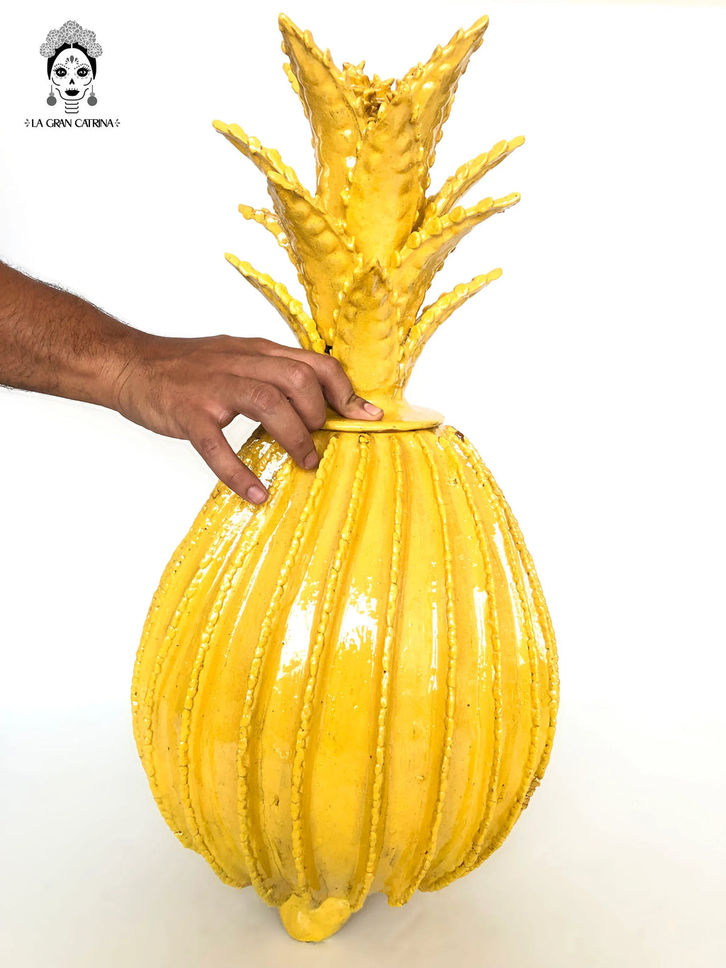 Michoacán Clay Pineapple - Yellow barrel cactus - 26 in. - Made to Order Juan Gtz