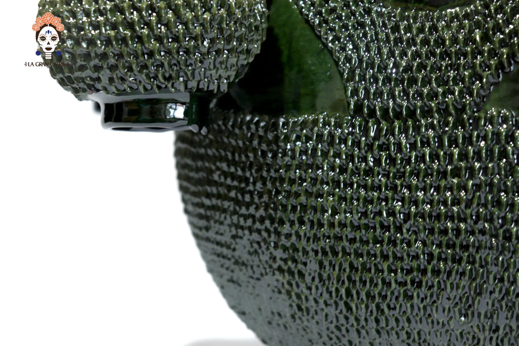 Ponchera green vidriada with jarritos Clay - 20 in. Viejitos SJG