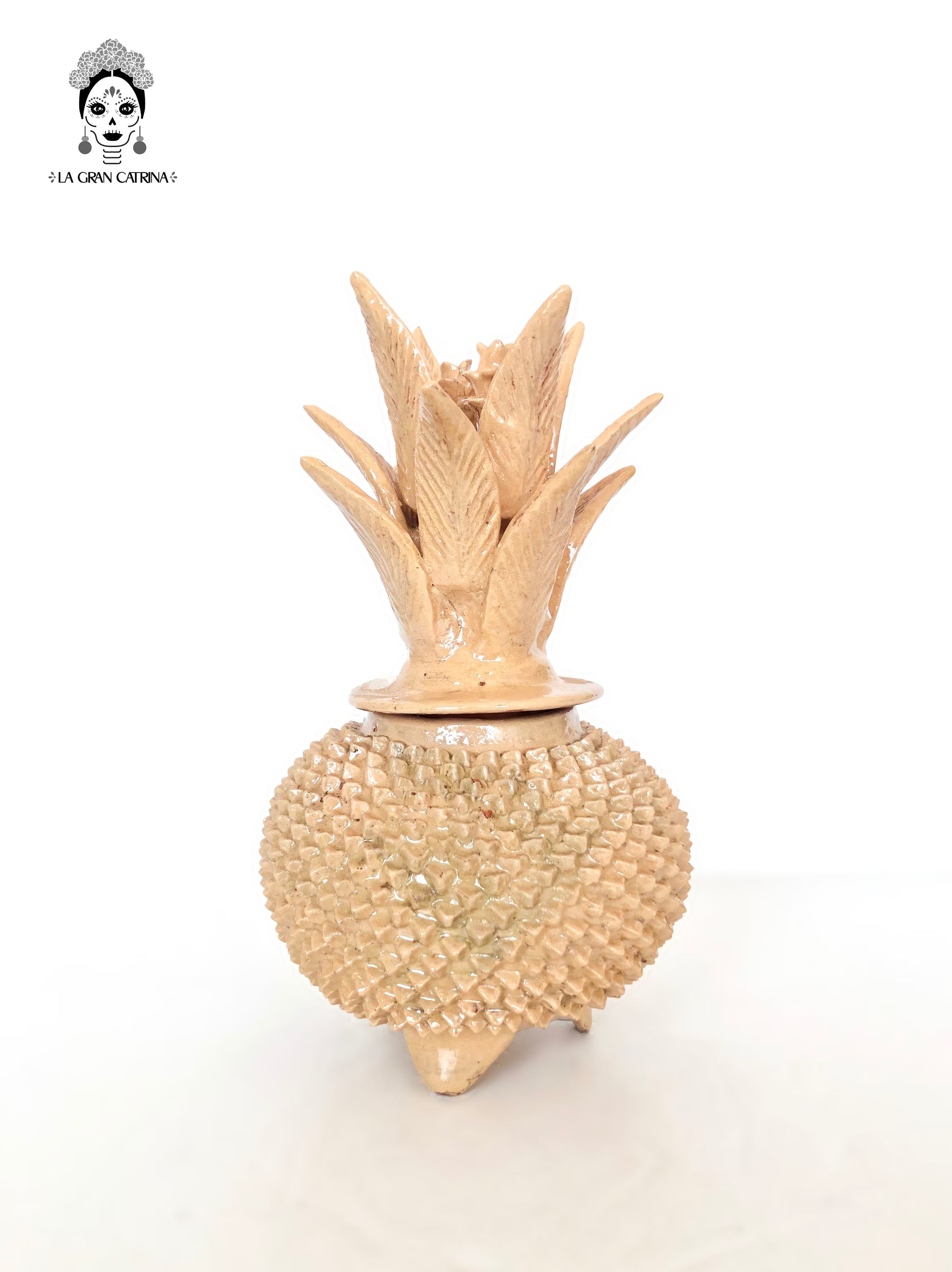 Michoacán Clay Pineapple - Beige with Spikes - 13 in. Juan Gtz