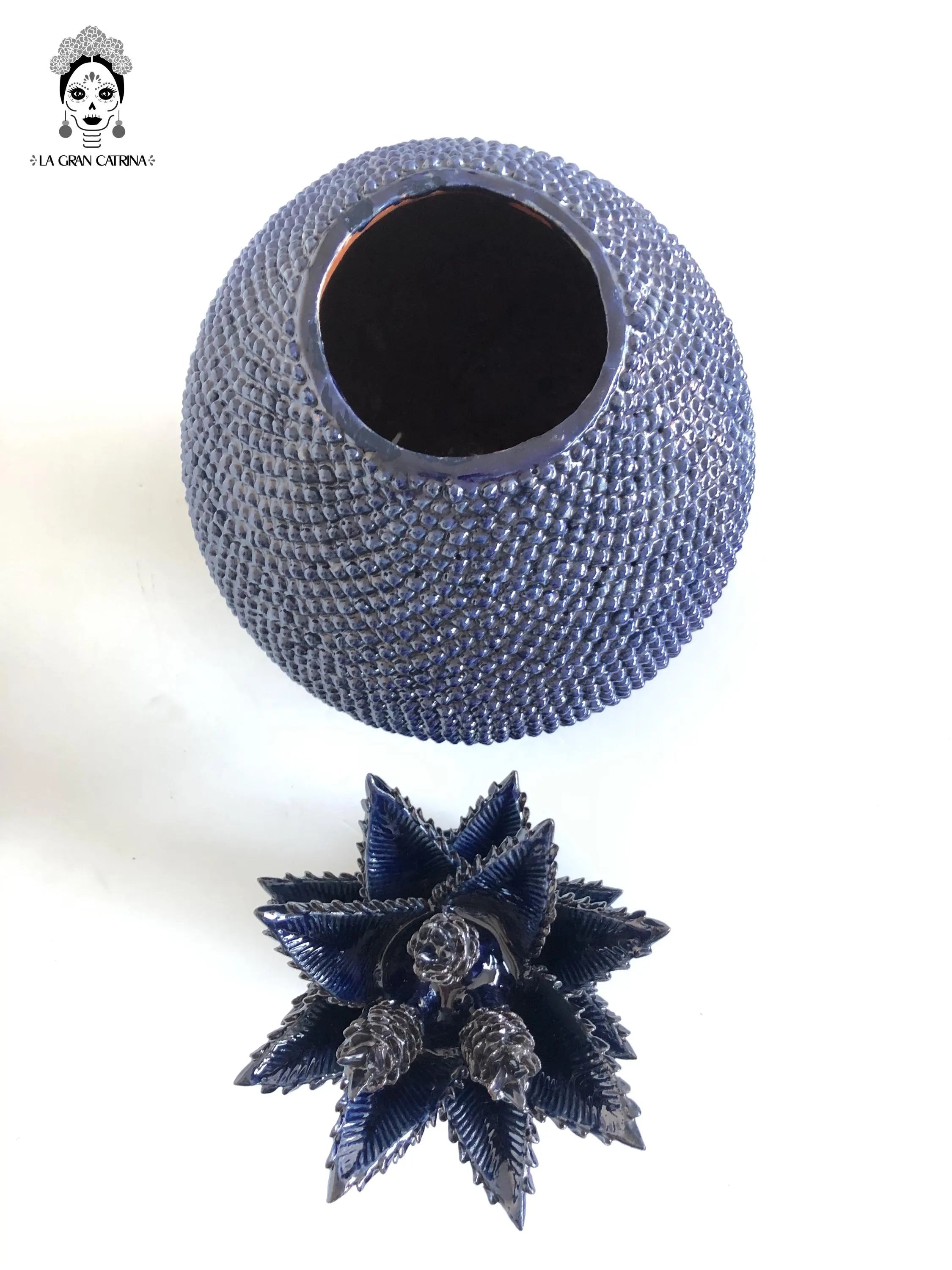 Michoacán Clay Pineapple - 26 in. - Dotted blue Juan Gtz