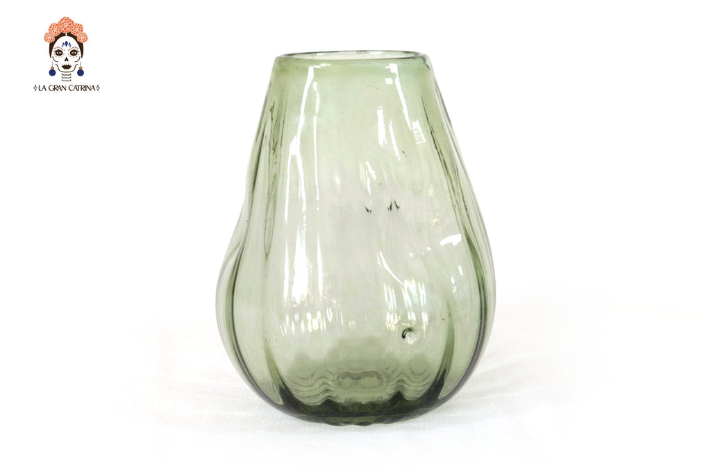 Blown Glass Tumbler Green Oliva 6.6 in. Vidrio Soplado