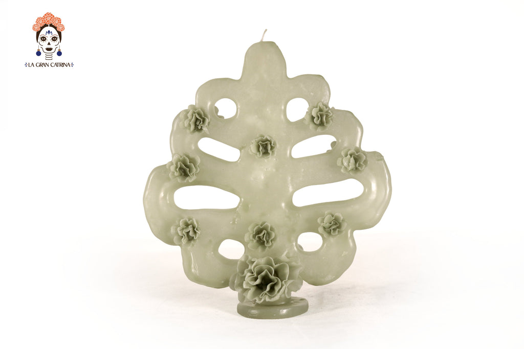Sculpted Candle - Tree Life Green - 7 in. Viviana