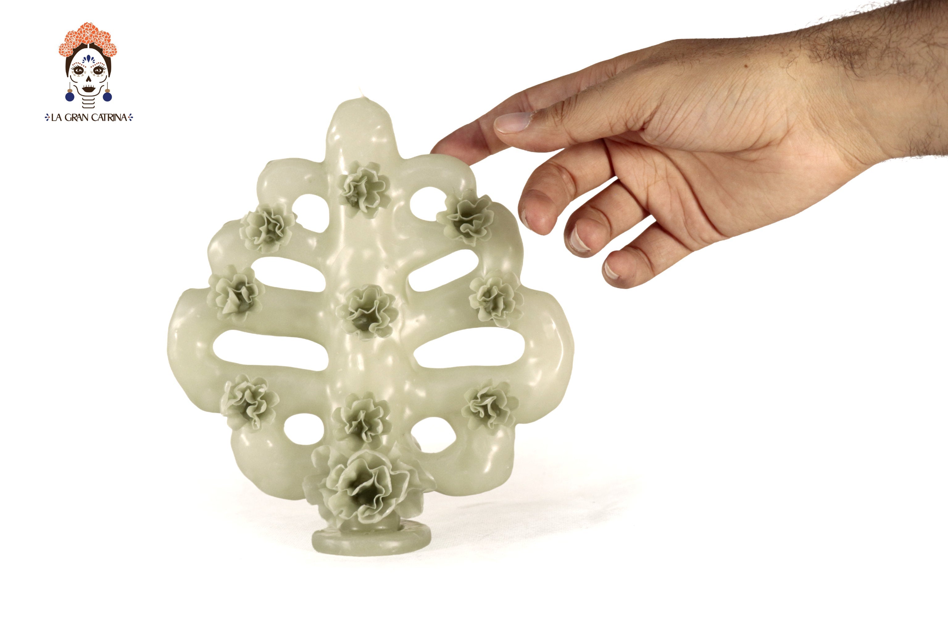 Sculpted Candle - Tree Life Green - 7 in. Viviana